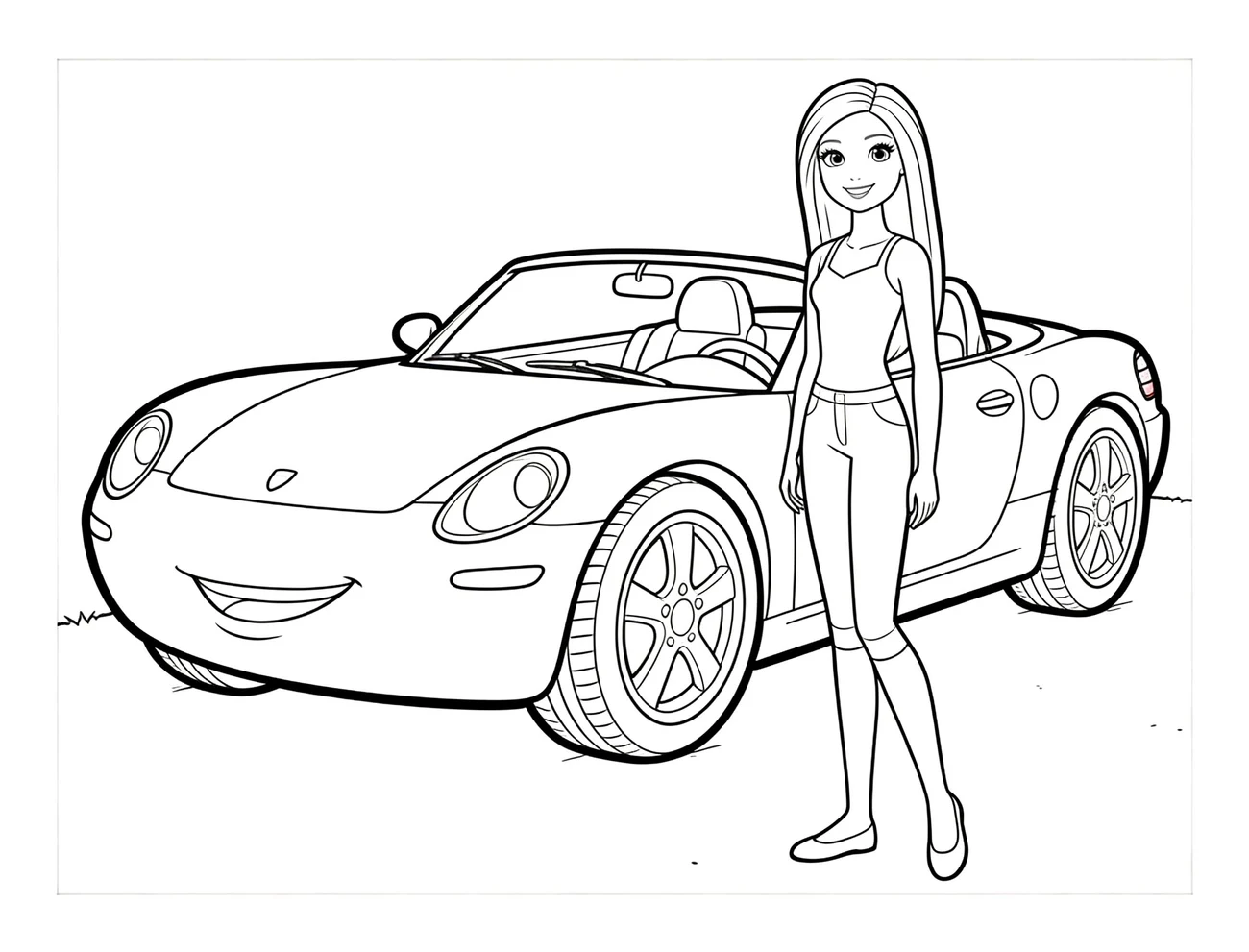 Barbie s celým autem (bez rámečku)