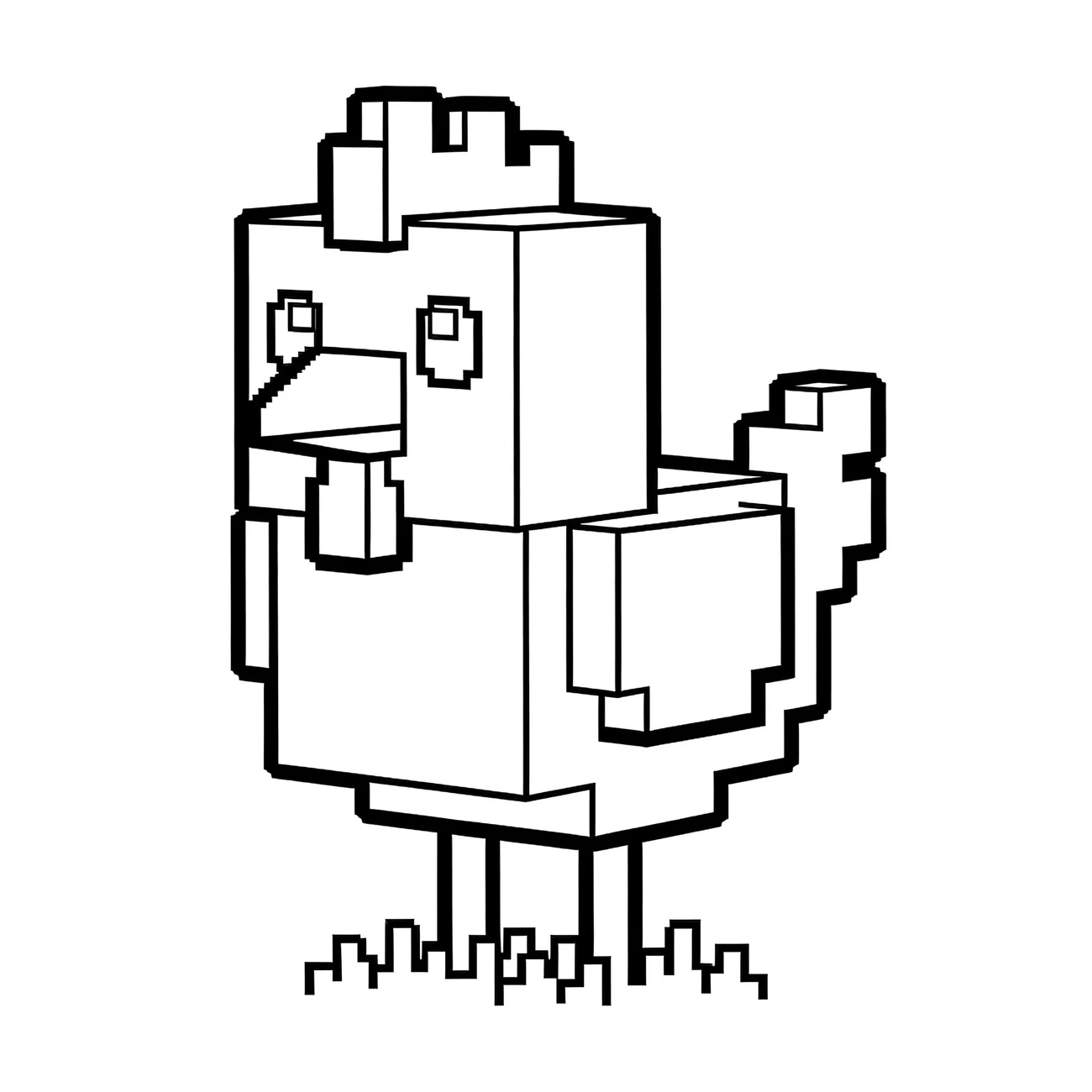 Minecraft zvířátko - kuře na trávě